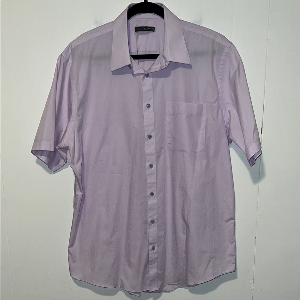 Damon Men’s Short Sleeve Button Up Lilac Easy Care Shirt H14*